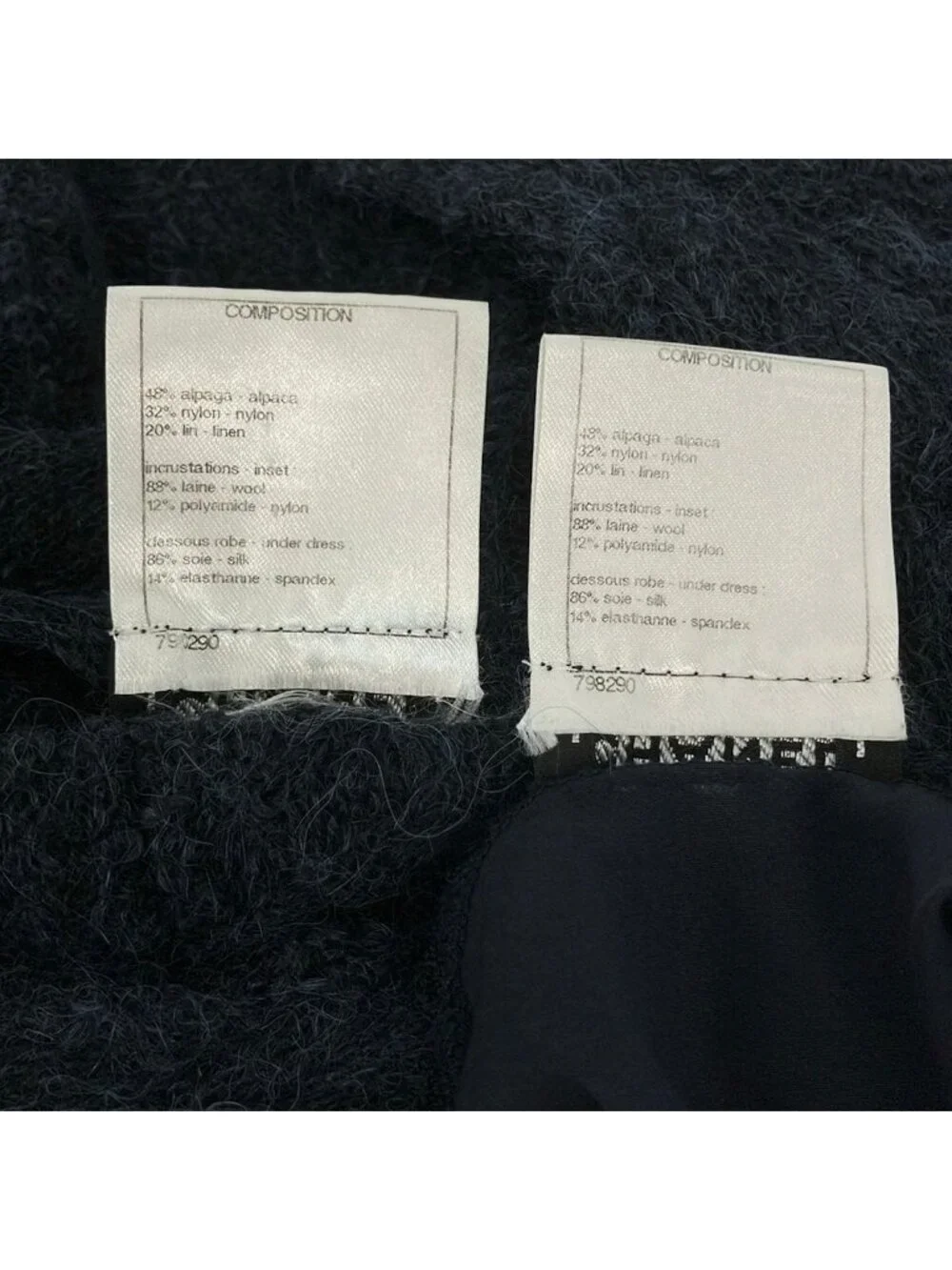 Chanel Dress M Navy Crew Neck Short Sleeve Knee-length Knit 40